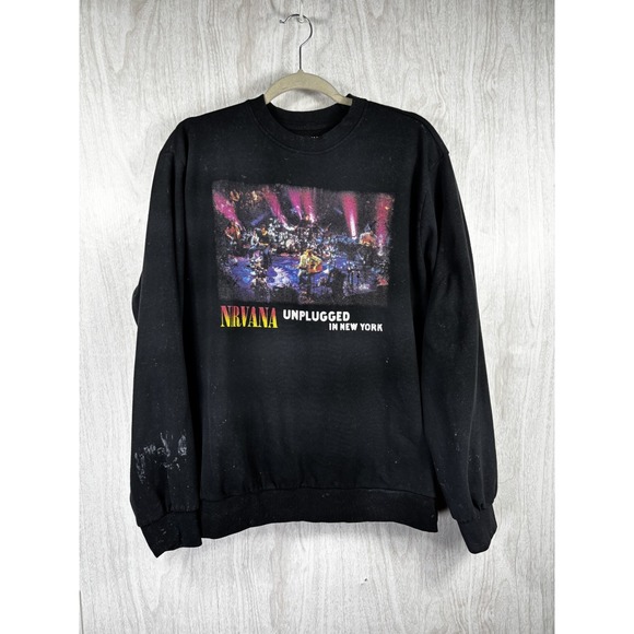 Nirvana Unplugged In New York Sweatshirt Black Grunge Band Retro Mens M